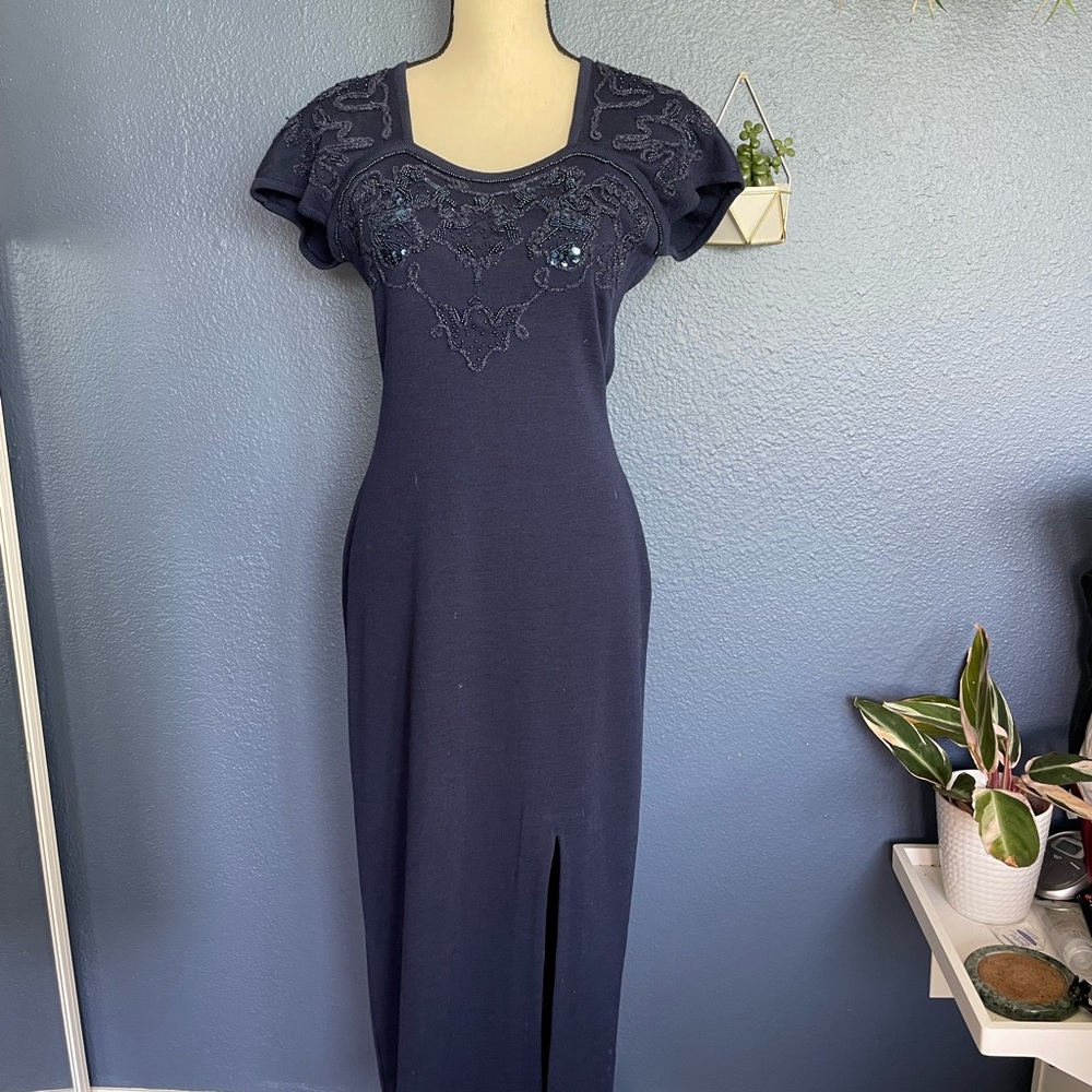 Navy blue beaded dress - size small